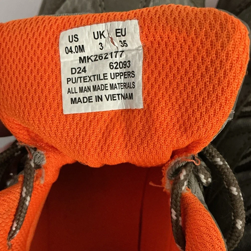 Merrell Chameleon Access Mid Kids Sz 4 Gray Orange Waterproof Hiking Boots